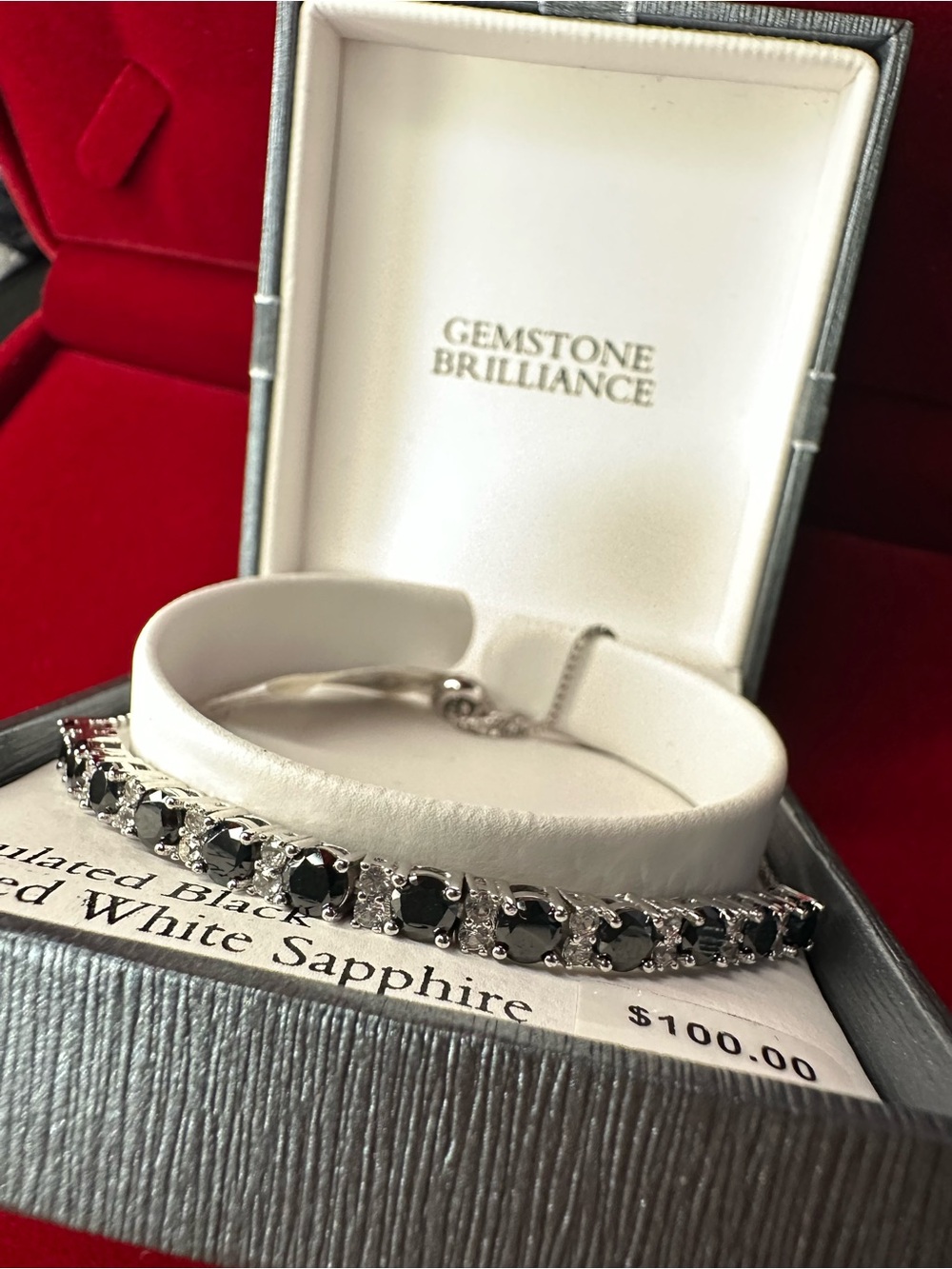 Gemstone Brilliance Sterling Silver Black & White Sapphire Bracelet